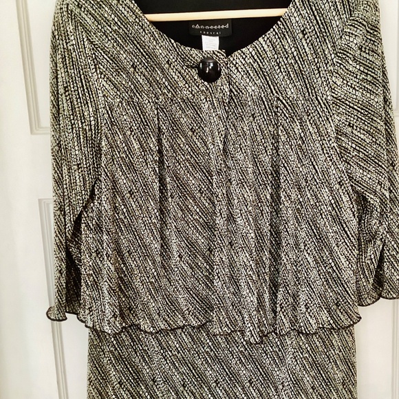 Vtg CONNECTED APPAREL Micro Pleat Built-in Jacket Dress Midi Size 10 Elegant - Picture 4 of 14